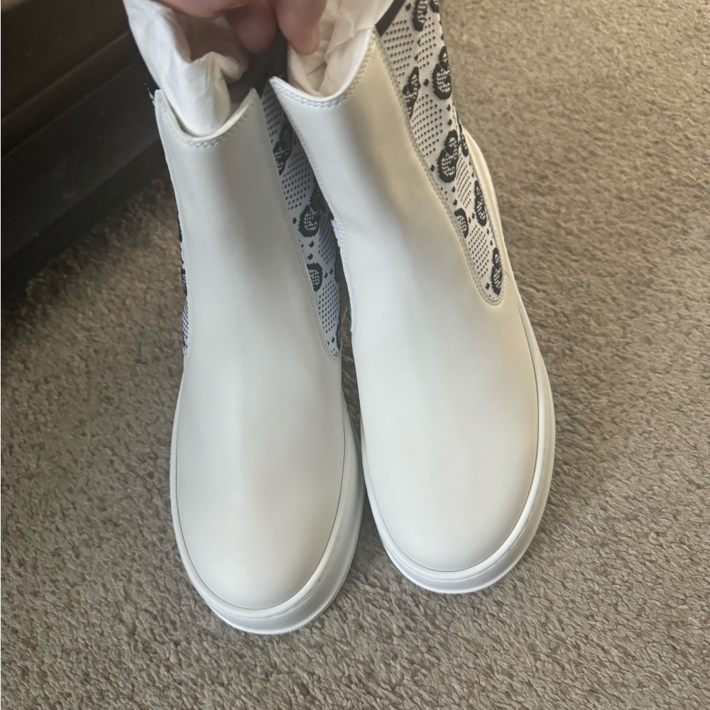 🆕 Gucci Dali Soft Calfskin Technical Jersey Knit GG Monogram Ankle Boots - Picture 4 of 8